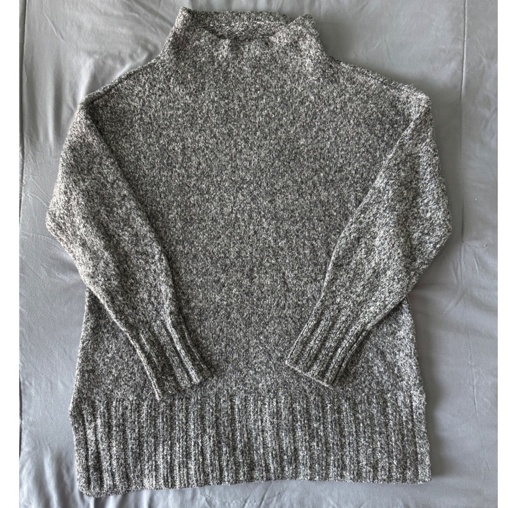 Lou Grey for LOFT Mock Neck Marled Knit Sweater Women Small Gray Excellent
